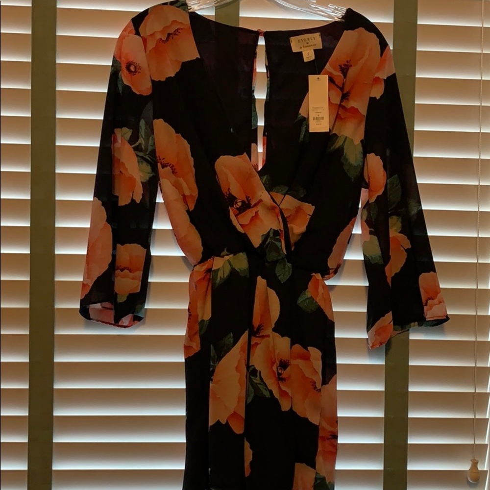 Black and pink flower romper